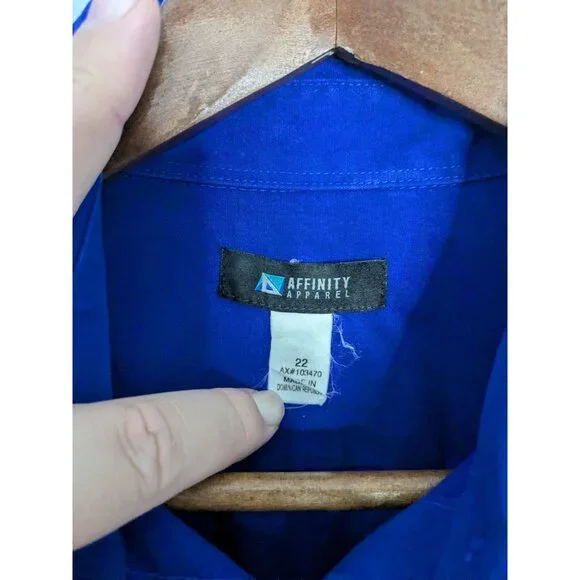 Affinity Apparel Blue Short-Sleeve Shirt Sz 22 Mens Polyester Cotton Greyhound - Picture 9 of 15